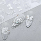 White Rose Nail Art Stickers Bridal Lace Adhesive Sticker Decals TS1135