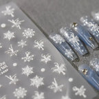  White Snowflake Nail Art Stickers Adhesive Embossed Winter Snow Sticker Decals MN348