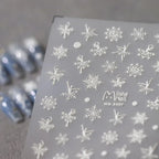  White Snowflake Nail Art Stickers Adhesive Embossed Winter Snow Sticker Decals MN348