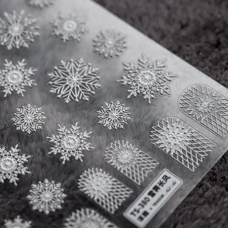 White Snowflake Nail Art Stickers Winter Snow Adhesive Sticker Decals TS380