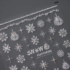 White Snowflake Nail Art Stickers with Beads Winter Snow Adhesive Sticker Decals TL019