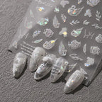 White Swan Nail Art Stickers Adhesive Slider Swan Flower Sticker Decals M327