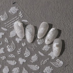 White Swan Nail Art Stickers Adhesive Slider Swan Flower Sticker Decals M327