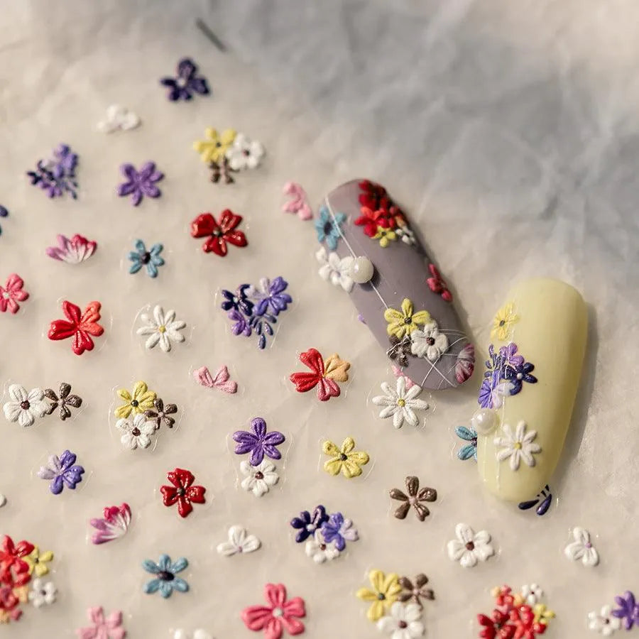 Sticker Mini Spring Roll Wild Flowers Nail Art Stickers Adhesive Embossed Mini Floral Spring Tr ...