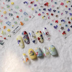 Wild Flowers Nail Art Stickers Adhesive Embossed Mini Floral Spring Trend Sticker Decals
