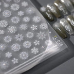 Winter Nail Art Stickers Adhesive Embossed Christmas Snowflake with Pearls Nail Decals TL029