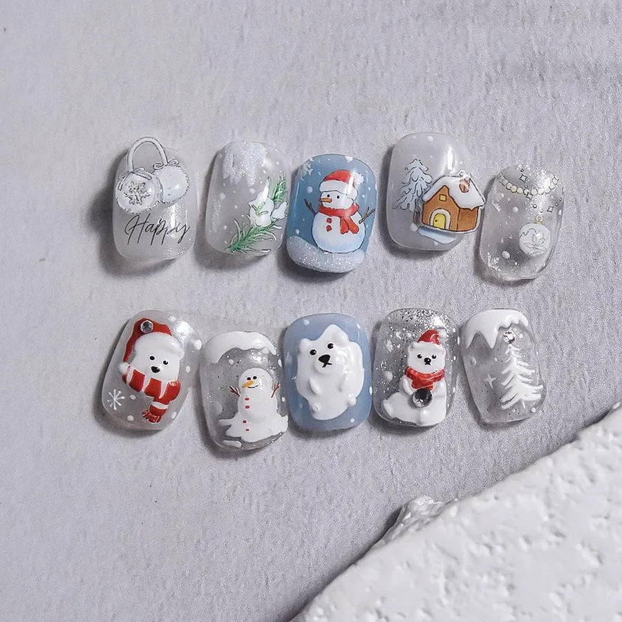 Winter Nail Art Stickers Adhesive Embossed Snowflake Tree Sticker Decals to4586