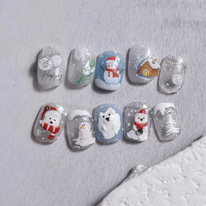 Winter Nail Art Stickers Adhesive Embossed Snowflake Tree Sticker Decals to4586
