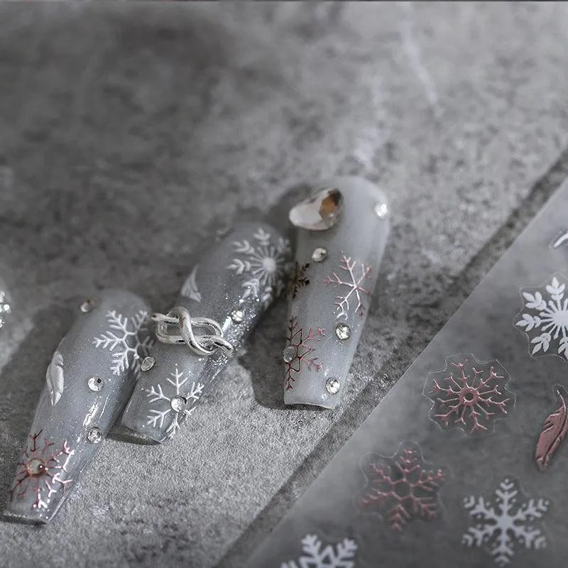 Winter Nail Art Stickers Snowflake Adhesive Sticker Decals M049
