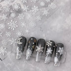 Winter Snow Nail Art Stickers Adhesive Slider White Snowflake Sticker Decals TS1867