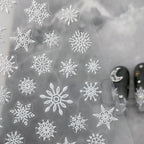 Winter Snow Nail Art Stickers Adhesive Slider White Snowflake Sticker Decals TS1867