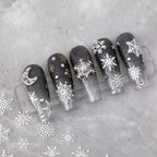 Winter Snow Nail Art Stickers Adhesive Slider White Snowflake Sticker Decals TS1867