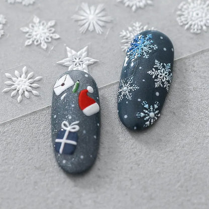 Winter Snow Nail Art Stickers Snowflake Adhesive Embossed Sticker Decals TS944