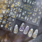 Winter Snowflake & Gold Christmas Tree Nail Art Stickers Decals