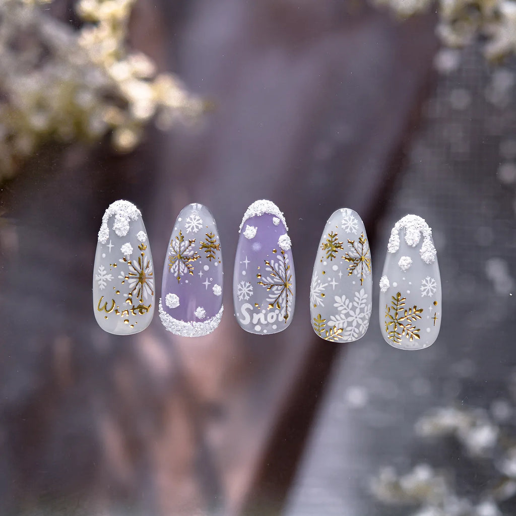 Winter Snowflake & Gold Christmas Tree Nail Art Stickers Decals