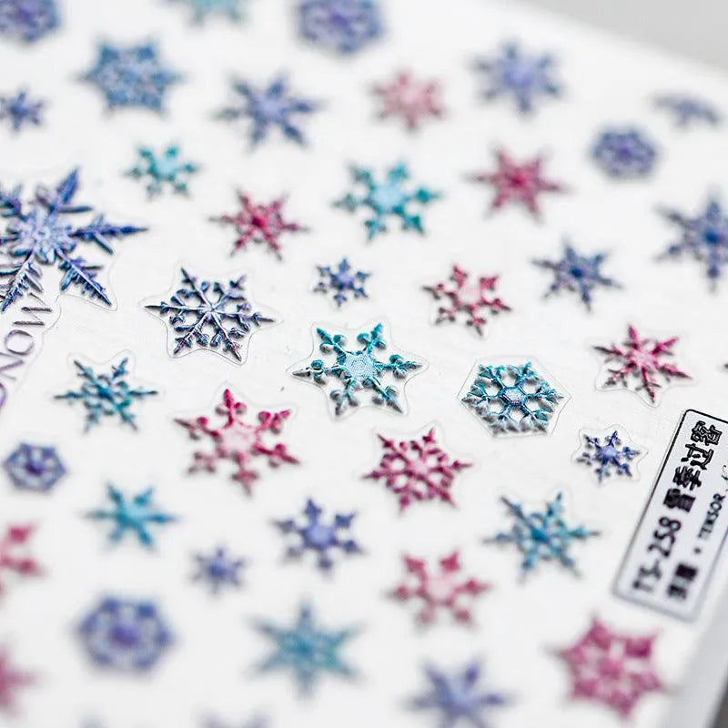 Winter Snowflake Nail Art Stickers 3D Snowflakes Adhesive Sticker Decals TS214