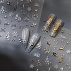 Winter Snowflake Nail Art Stickers Adhesive Embossed Golden Christmas Sticker Decals TL256
