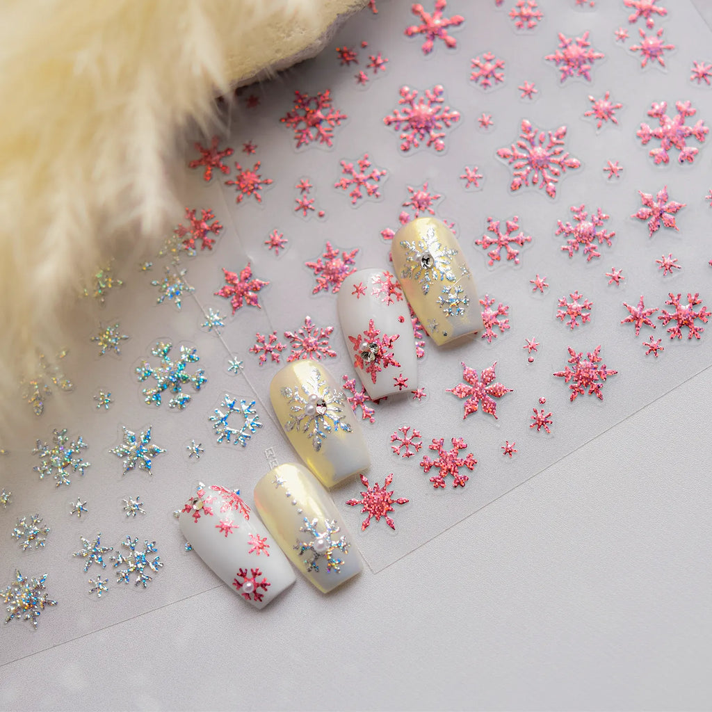 Winter Snowflake Nail Art Stickers Adhesive Embossed Sticker Decals to4786