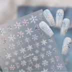 Winter Snowflake Nail Stickers Holographic Christmas Bow Reindeer Decals 1504