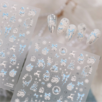 Winter Snowflake Nail Stickers Holographic Christmas Bow Reindeer Decals 1504