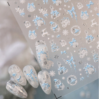 Winter Snowflake Nail Stickers Holographic Christmas Bow Reindeer Decals 1504