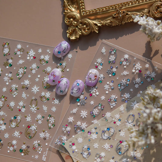 Winter Snowflake & Rhinestone Nail Art Stickers 