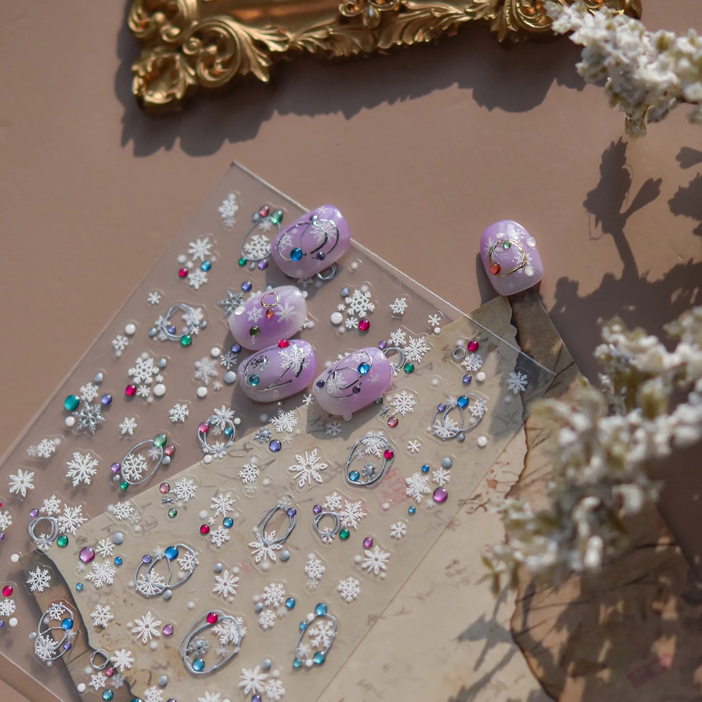Winter Snowflake & Rhinestone Nail Art Stickers 