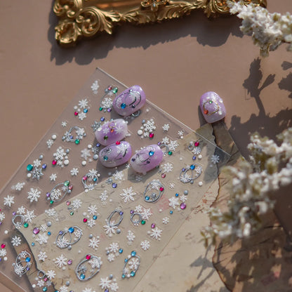 Winter Snowflake & Rhinestone Nail Art Stickers 