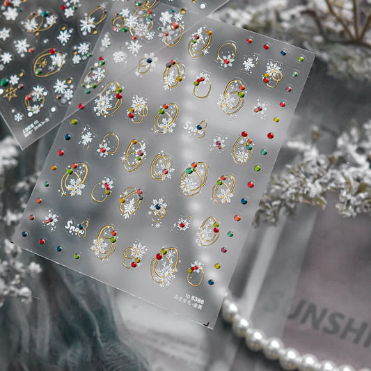Winter Snowflake & Rhinestone Nail Art Stickers 