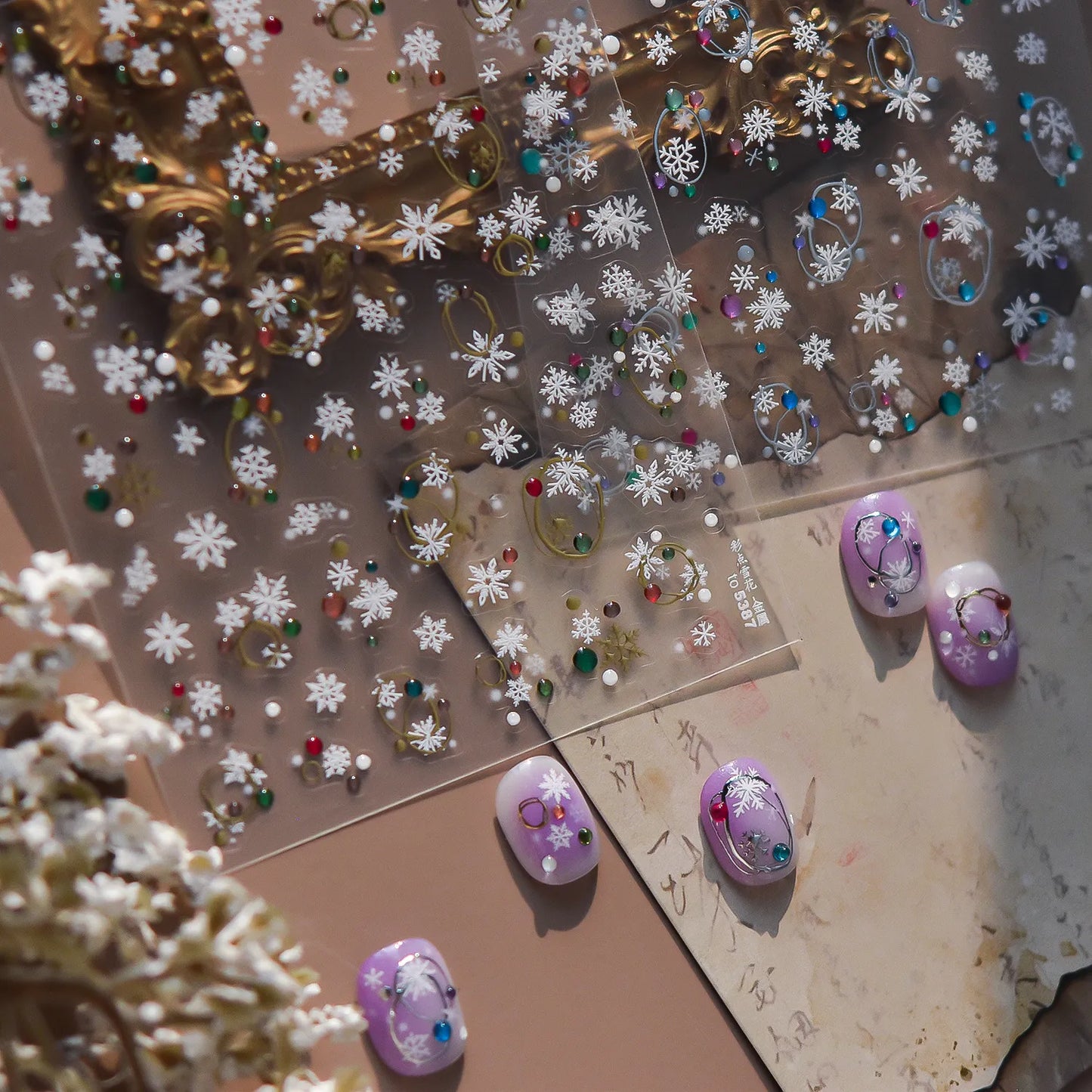 Winter Snowflake & Rhinestone Nail Art Stickers 