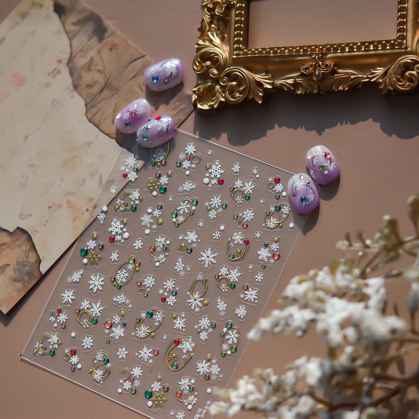 Winter Snowflake & Rhinestone Nail Art Stickers 