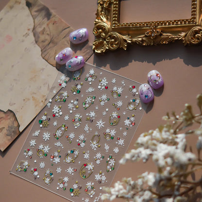 Winter Snowflake & Rhinestone Nail Art Stickers 