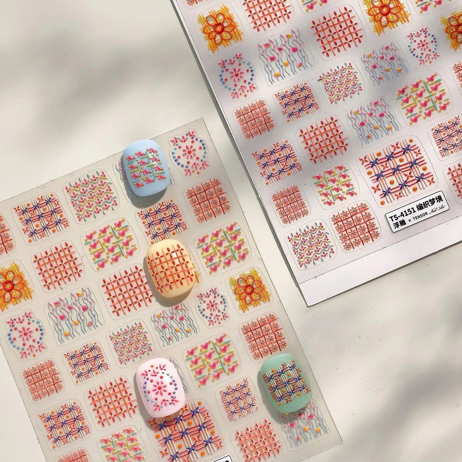 Woven Geometric Nail Stickers | Winter Sweater Textured DIY Decals TS4151