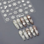 Xmas Nail Art Stickers Adhesive Sliders Winter Snowflake Embossed Sticker Decals TS3240