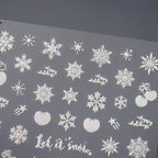 Xmas Nail Art Stickers Adhesive Sliders Winter Snowflake Embossed Sticker Decals TS3240