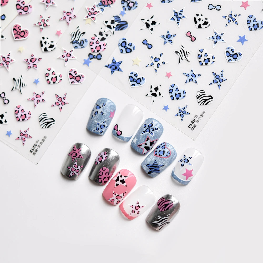 Y2K Leopard Print 5D Nail Stickers | McBling Animal Print Nail Art 5213