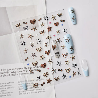 Y2K Leopard Print 5D Nail Stickers | McBling Animal Print Nail Art