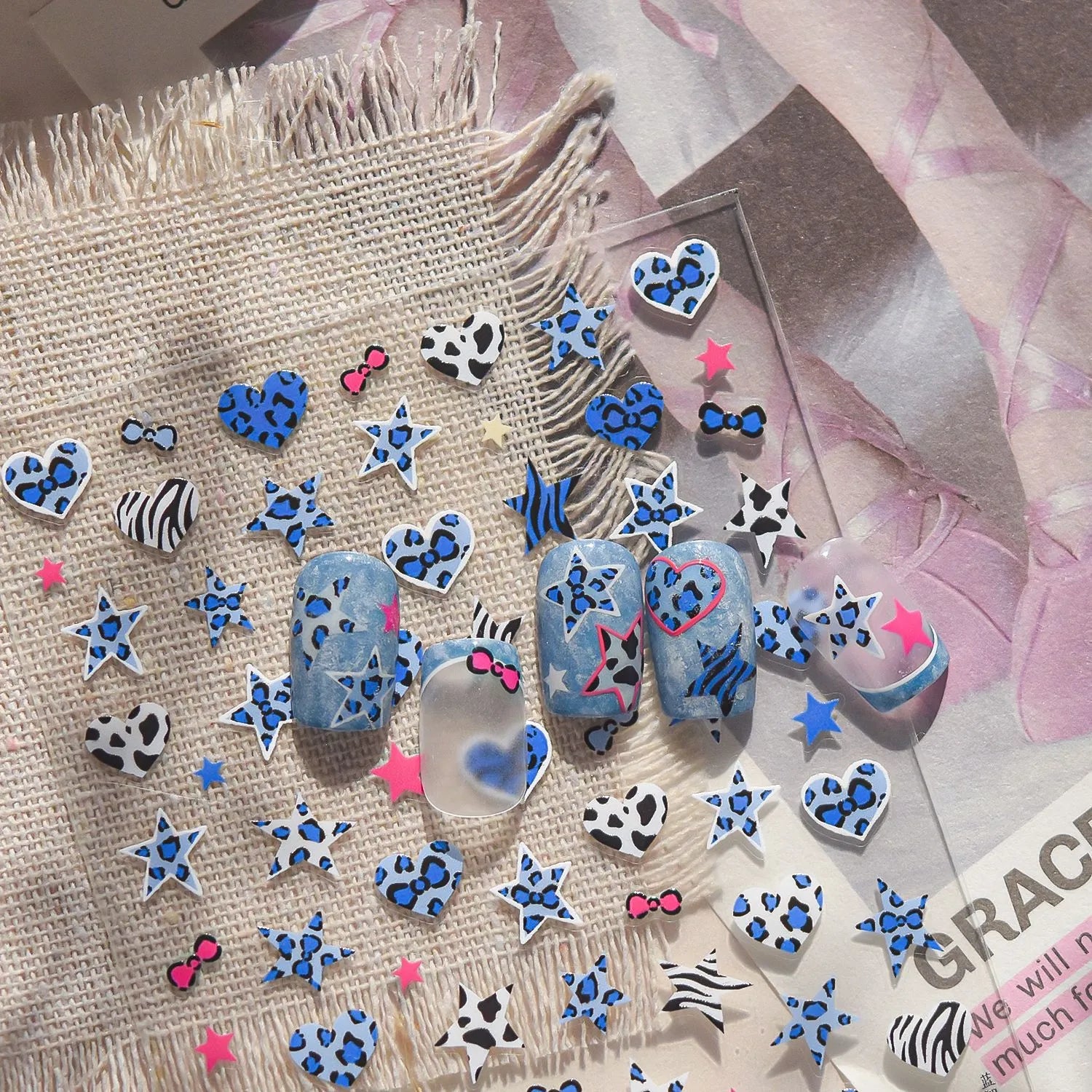 Y2K Leopard Print 5D Nail Stickers | McBling Animal Print Nail Art 5213