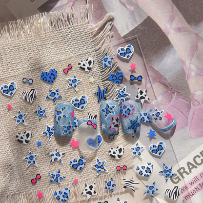 Y2K Leopard Print 5D Nail Stickers | McBling Animal Print Nail Art