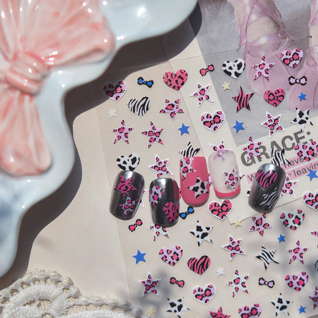 Y2K Leopard Print 5D Nail Stickers | McBling Animal Print Nail Art 5213