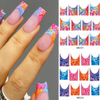 Y2K Abstract Nail Art Stickers | Swirls, Flames & Groovy Designs Water Decal Sheet NM001-012