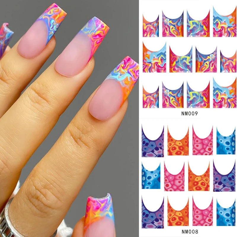 Y2K Abstract Nail Art Stickers | Swirls, Flames & Groovy Designs Water Decal Sheet NM001-012