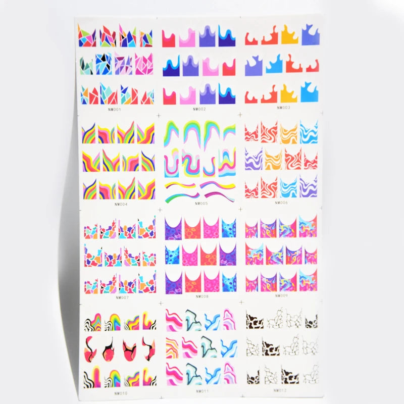 Y2K Abstract Nail Art Stickers | Swirls, Flames & Groovy Designs Water Decal Sheet NM001-012