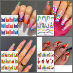 Y2K Abstract Nail Art Stickers | Swirls, Flames & Groovy Designs Water Decal Sheet NM001-012