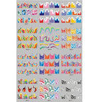 Y2K Abstract Nail Art Stickers | Swirls, Flames & Groovy Designs Water Decal Sheet NM001-012
