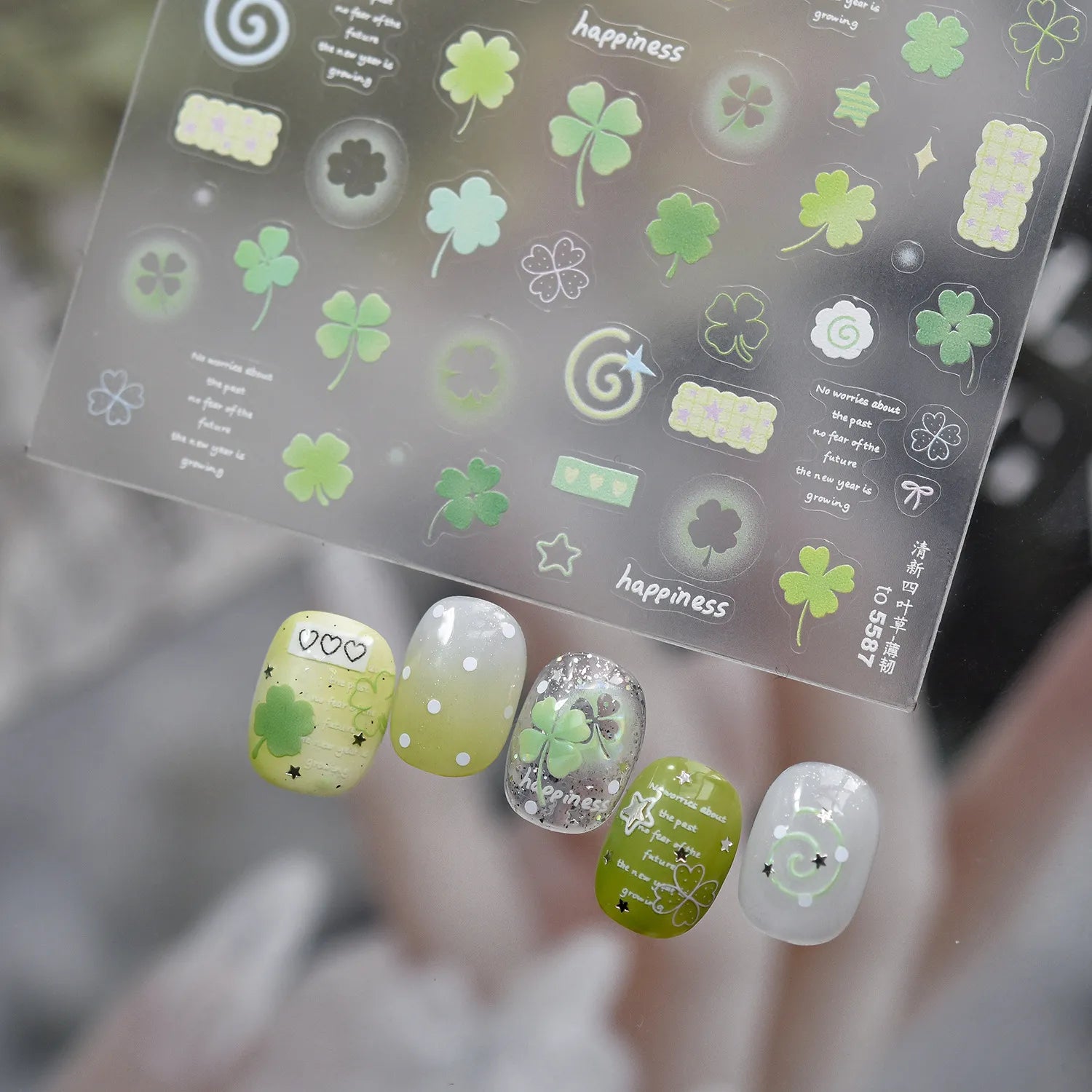 Y2K Airbrush Lucky Clover & Bunny Nail Stickers