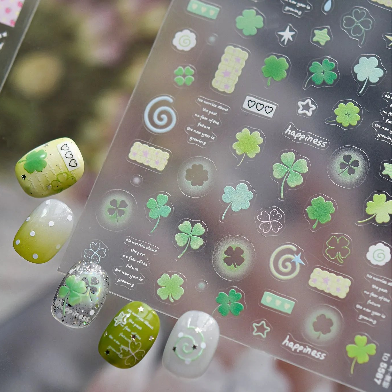 Y2K Airbrush Lucky Clover & Bunny Nail Stickers