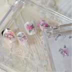 Y2K Metal Charm Rhinestone Nail Stickers – Pre-Arranged Self-Adhesive Nail Gems MD038