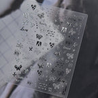 Y2K Metal Silver 3D Nail Stickers - Bowknot, Heart & Cross Decals
