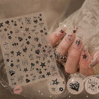 Y2K Metallic Chrome Heart & Star Nail Stickers 5918
